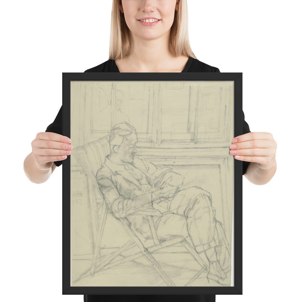 Man Reading a Book by Alberto Giacometti, Framed poster