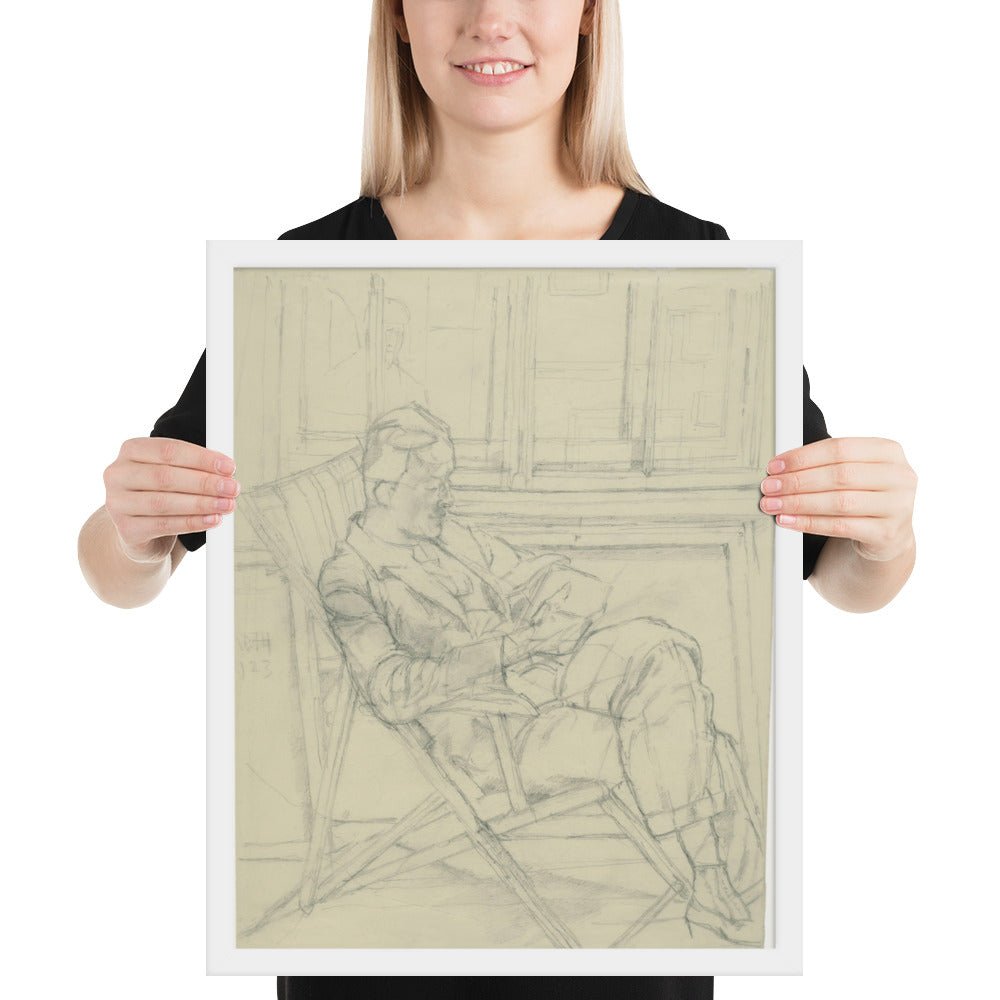 Man Reading a Book by Alberto Giacometti, Framed poster