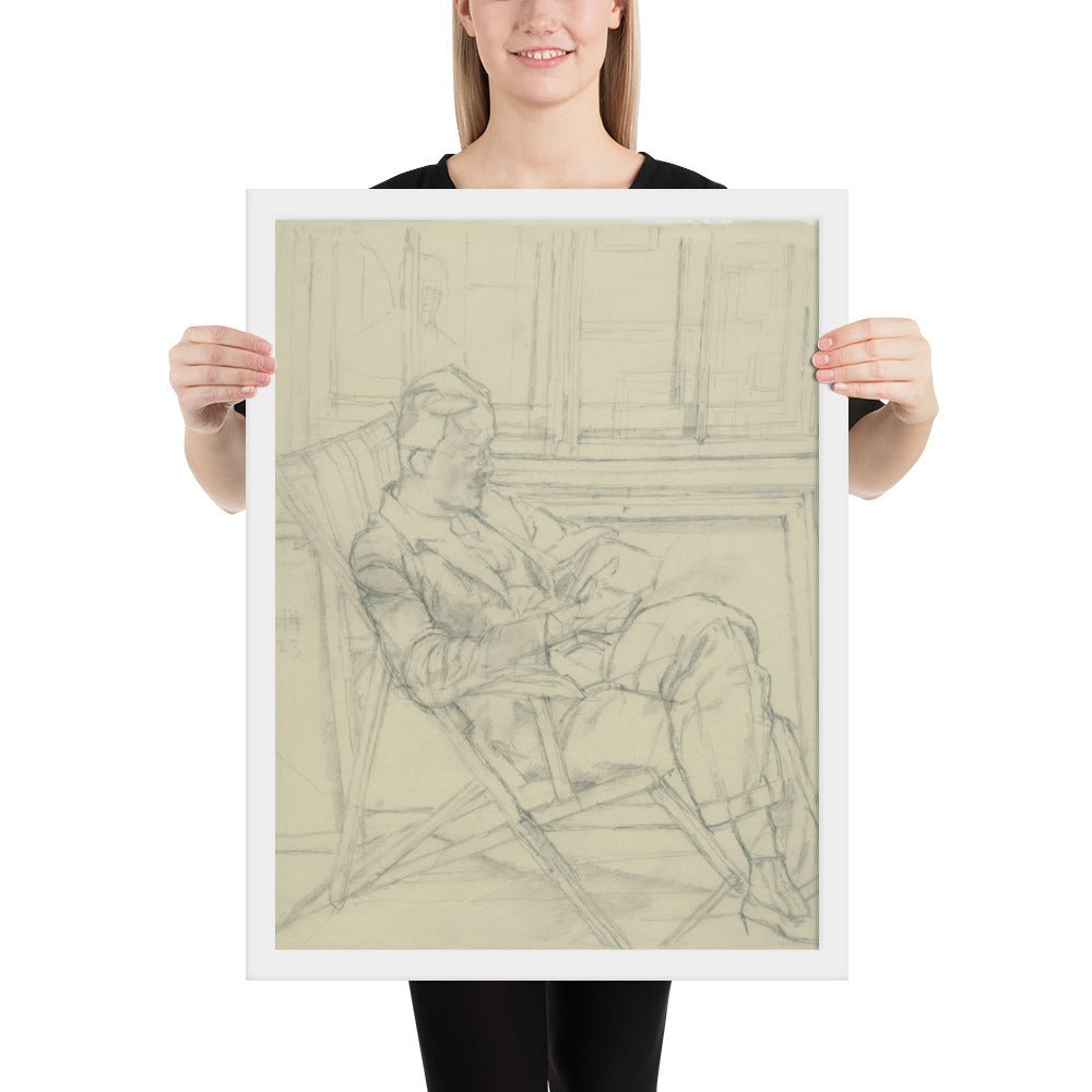 Man Reading a Book by Alberto Giacometti, Framed poster