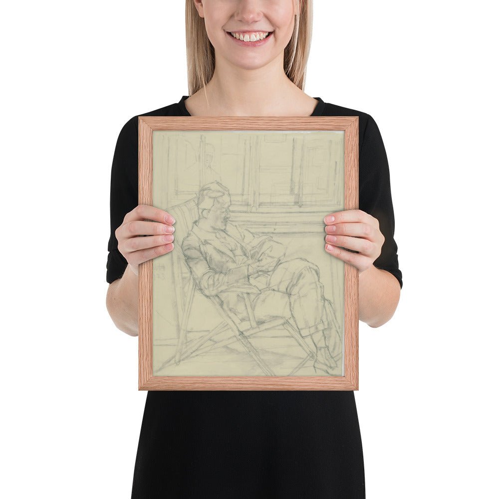Man Reading a Book by Alberto Giacometti, Framed poster