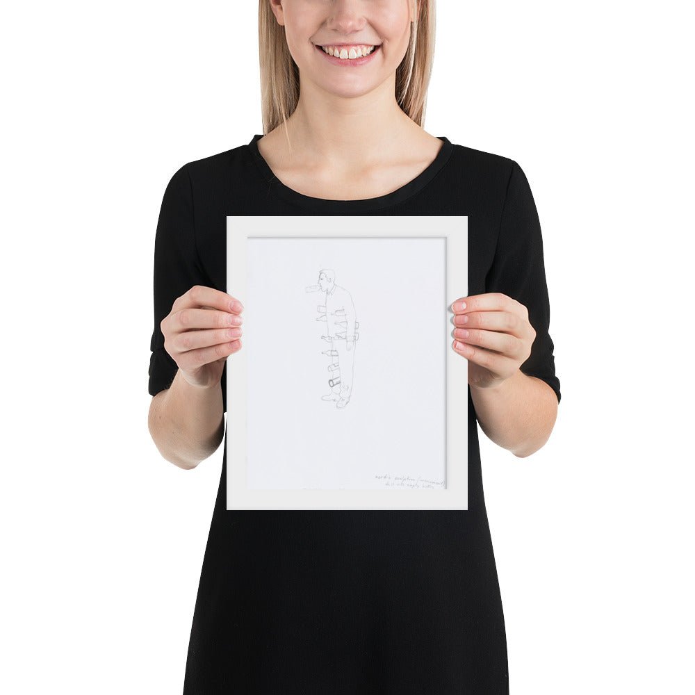Nordic sculpture do it with empty bottles by Erwin Wurm, Framed poster