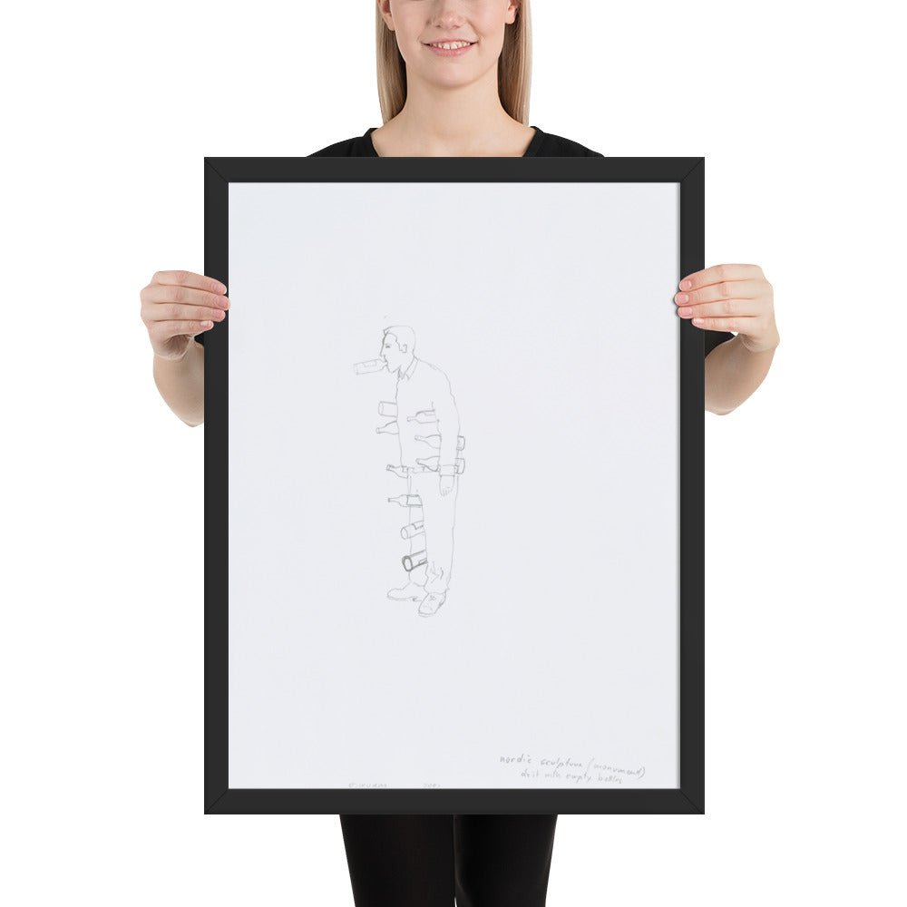 Nordic sculpture do it with empty bottles by Erwin Wurm, Framed poster