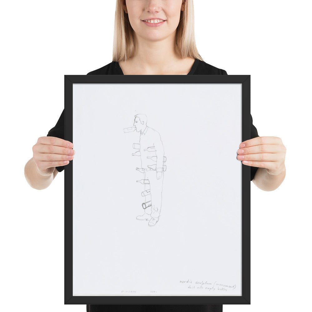 Nordic sculpture do it with empty bottles by Erwin Wurm, Framed poster
