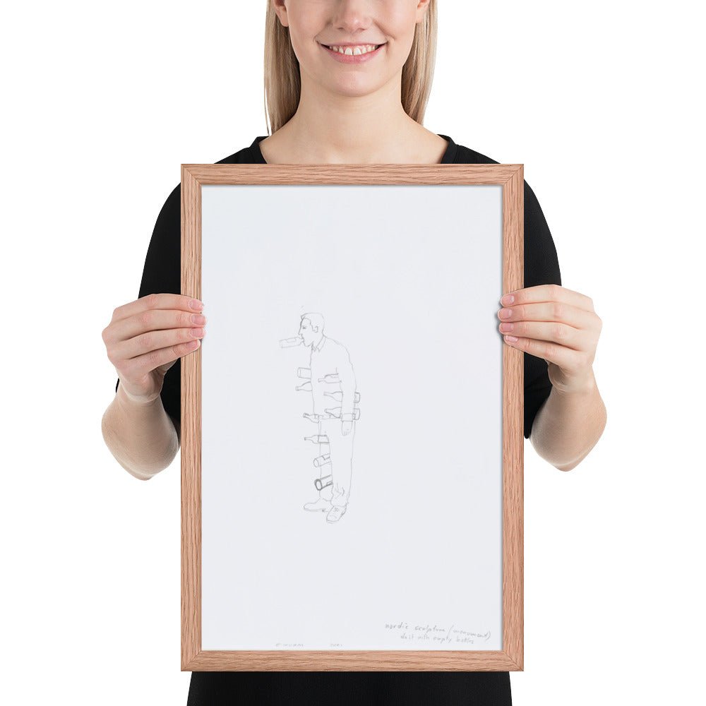 Nordic sculpture do it with empty bottles by Erwin Wurm, Framed poster