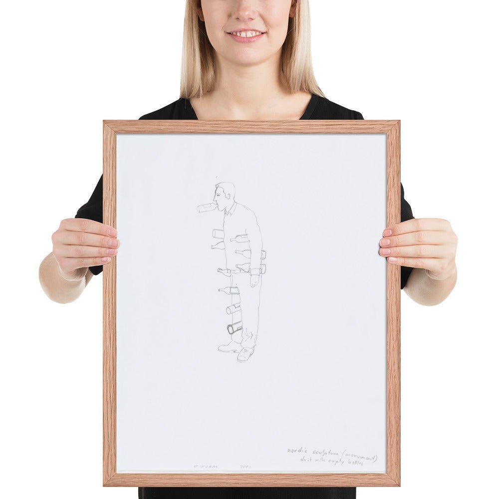 Nordic sculpture do it with empty bottles by Erwin Wurm, Framed poster