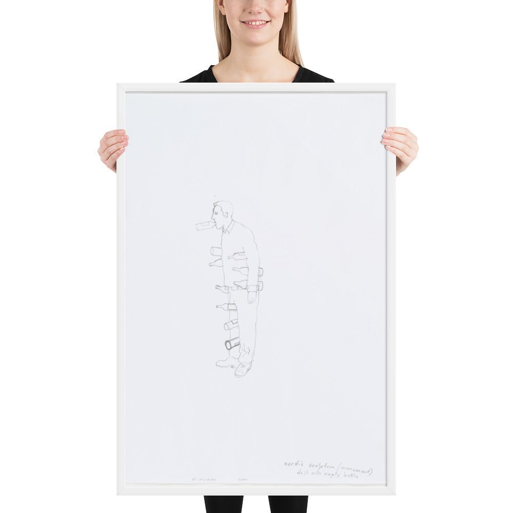 Nordic sculpture do it with empty bottles by Erwin Wurm, Framed poster