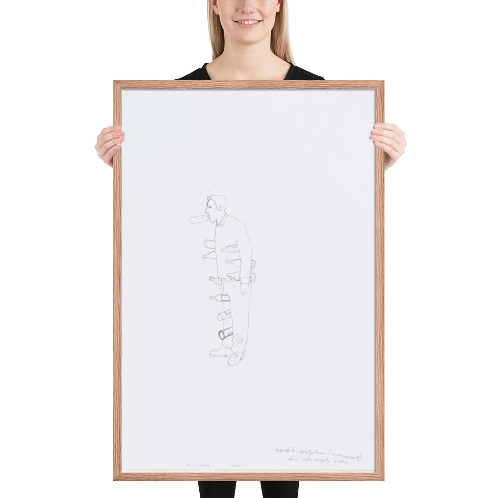 Nordic sculpture do it with empty bottles by Erwin Wurm, Framed poster