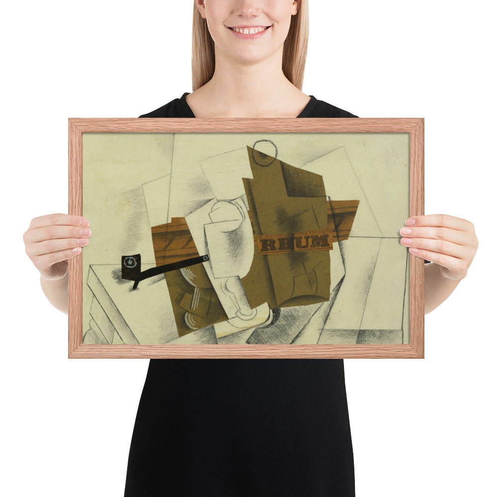 Pipe, Glass, Bottle of Rum by Pablo Picasso, Framed poster