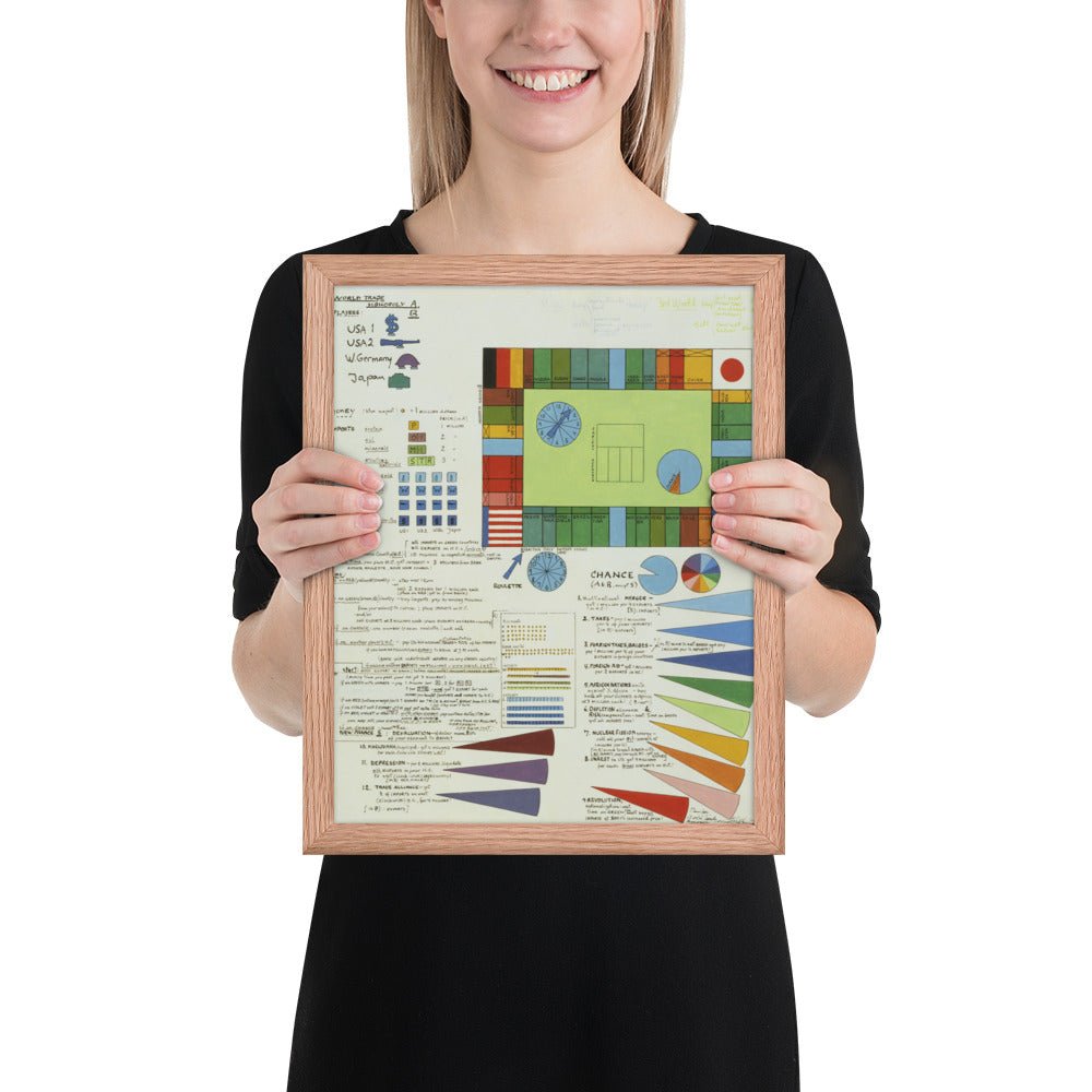 Plan for World Trade Monopoly by Öyvind Fahlström, Framed poster
