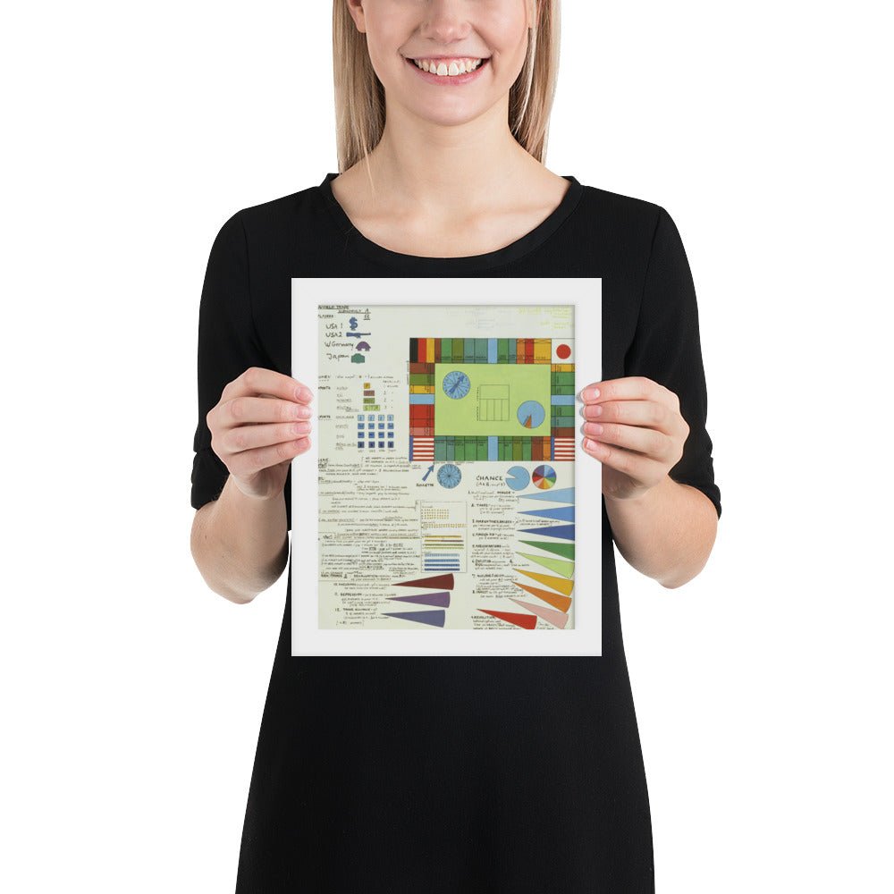 Plan for World Trade Monopoly by Öyvind Fahlström, Framed poster