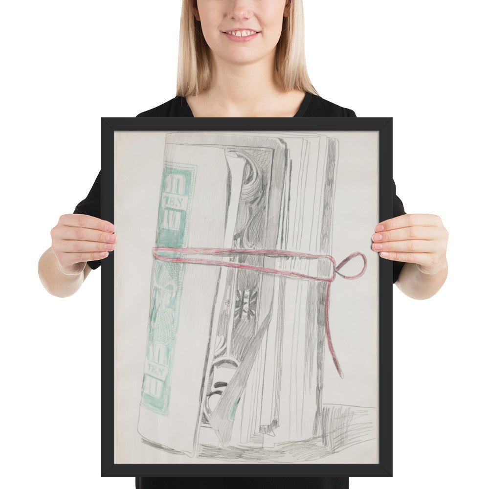 Roll of Bills by Andy Warhol , Framed poster