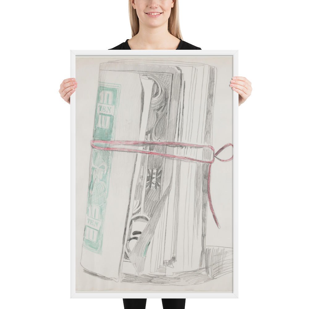 Roll of Bills by Andy Warhol , Framed poster