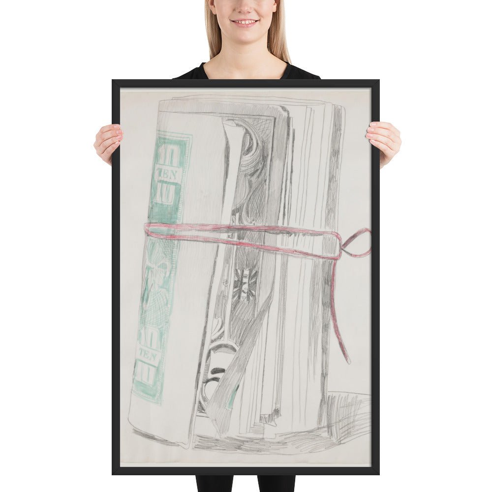 Roll of Bills by Andy Warhol , Framed poster