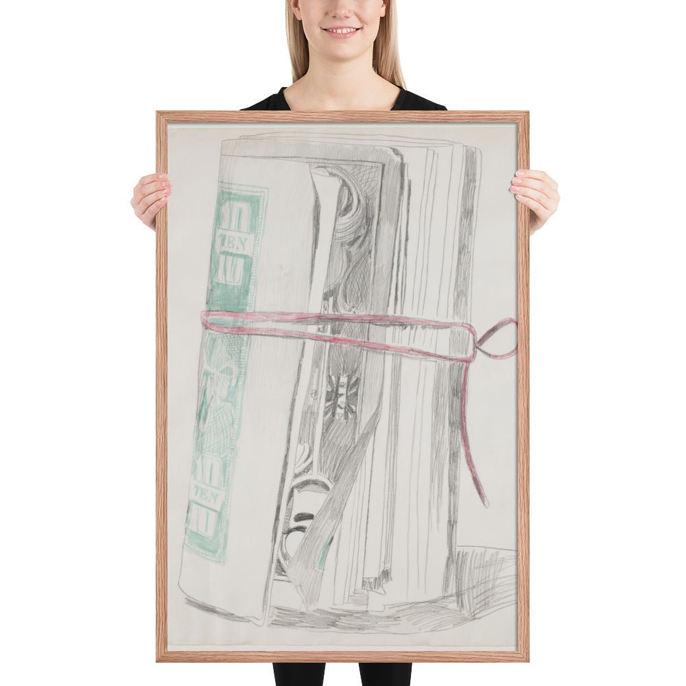 Roll of Bills by Andy Warhol , Framed poster
