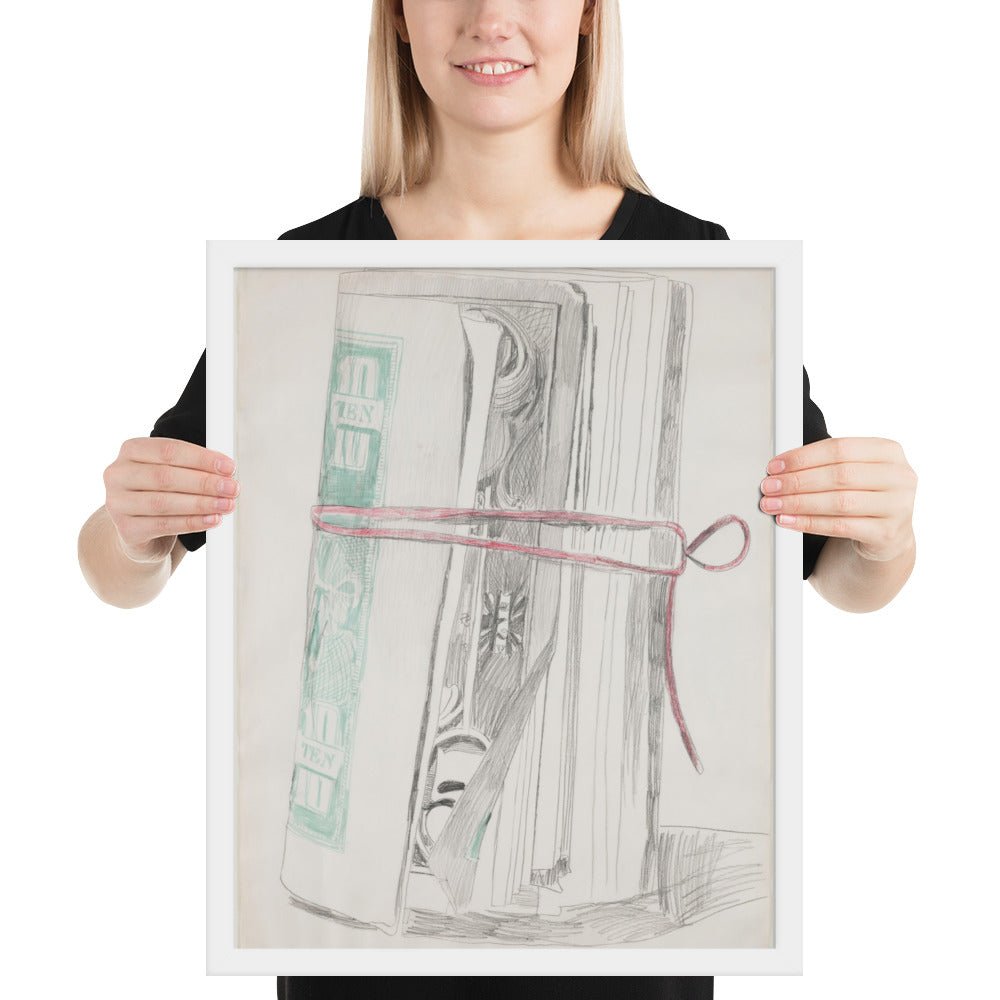 Roll of Bills by Andy Warhol , Framed poster