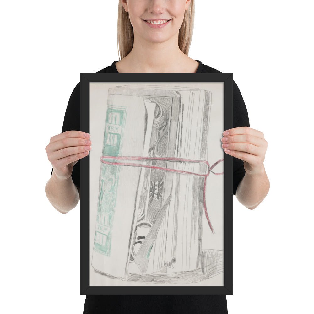 Roll of Bills by Andy Warhol , Framed poster