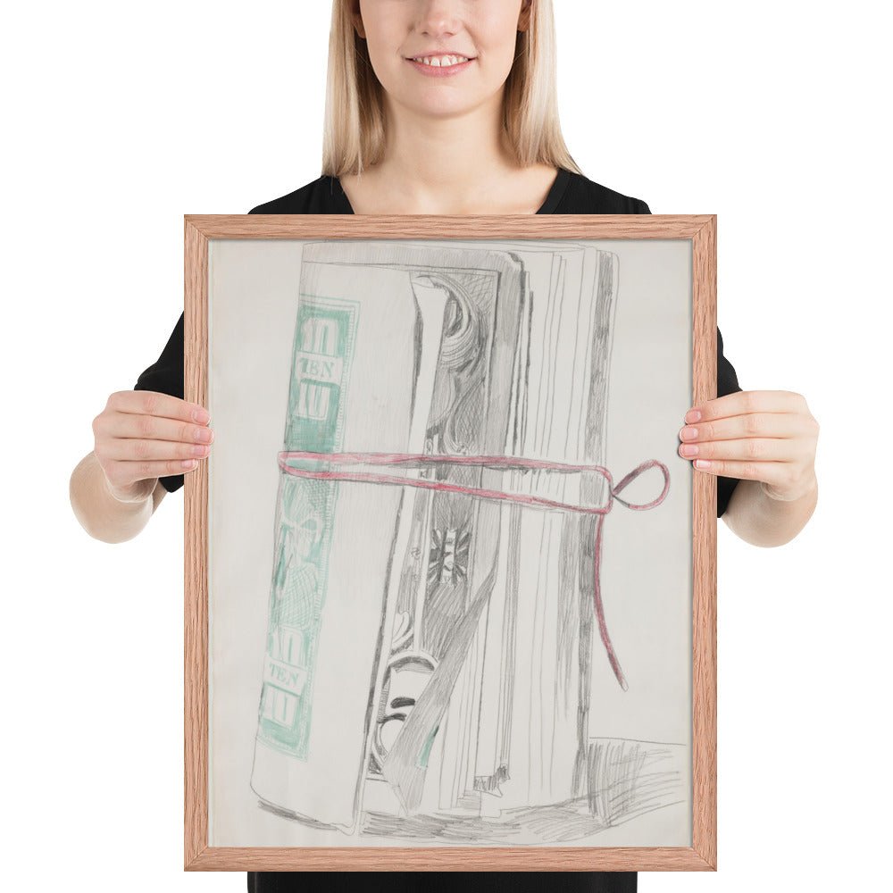 Roll of Bills by Andy Warhol , Framed poster