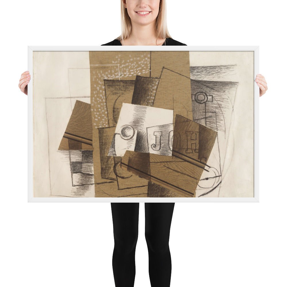 Still Life with Glass and Letters by Georges Braque, Framed poster