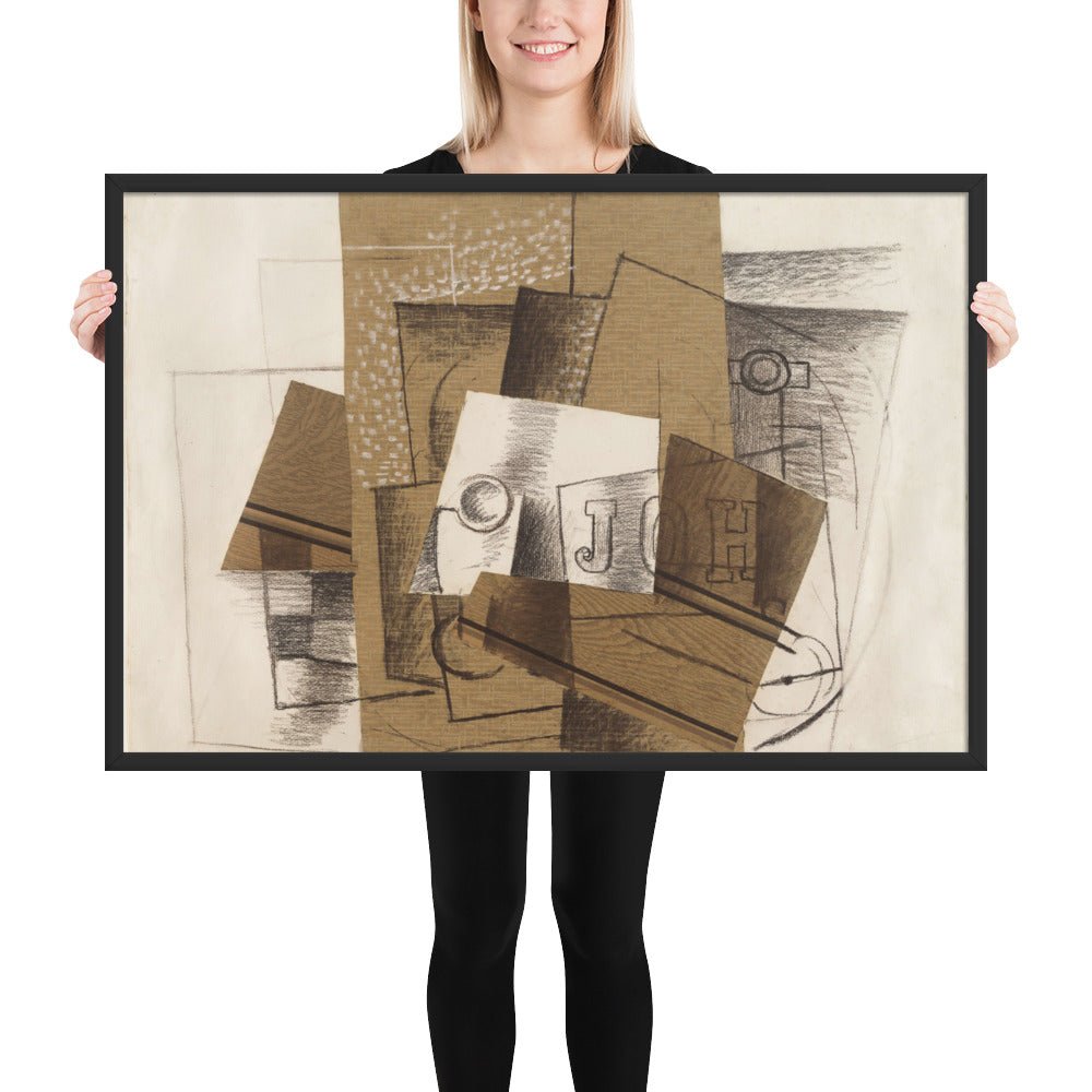 Still Life with Glass and Letters by Georges Braque, Framed poster