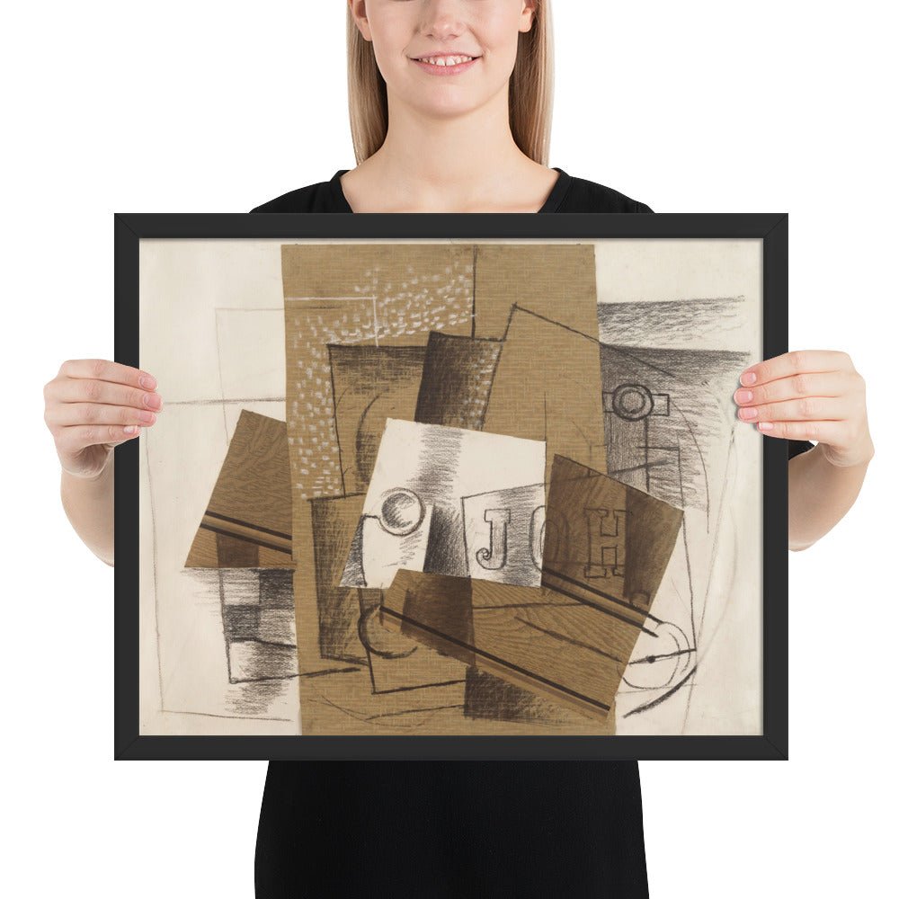 Still Life with Glass and Letters by Georges Braque, Framed poster