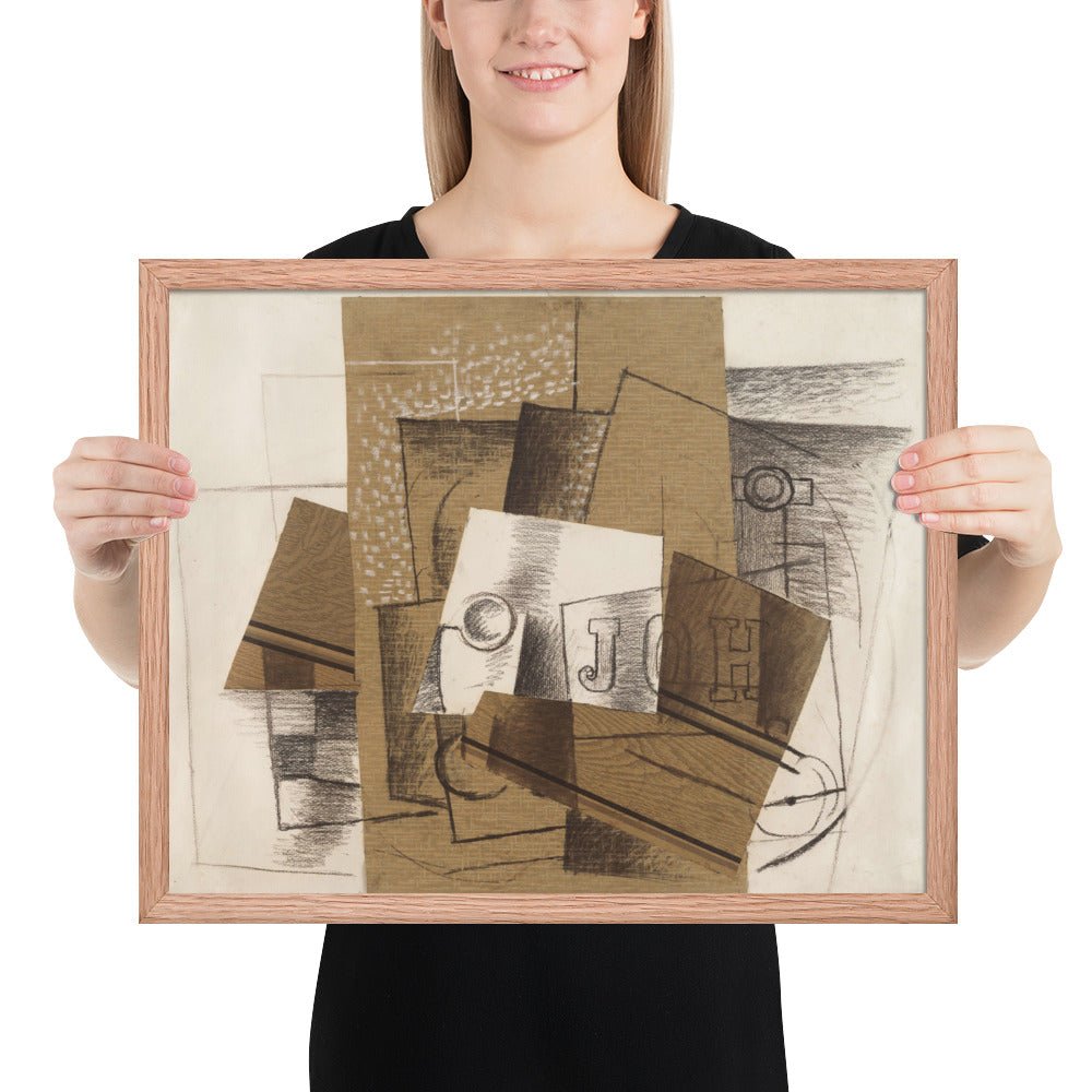Still Life with Glass and Letters by Georges Braque, Framed poster