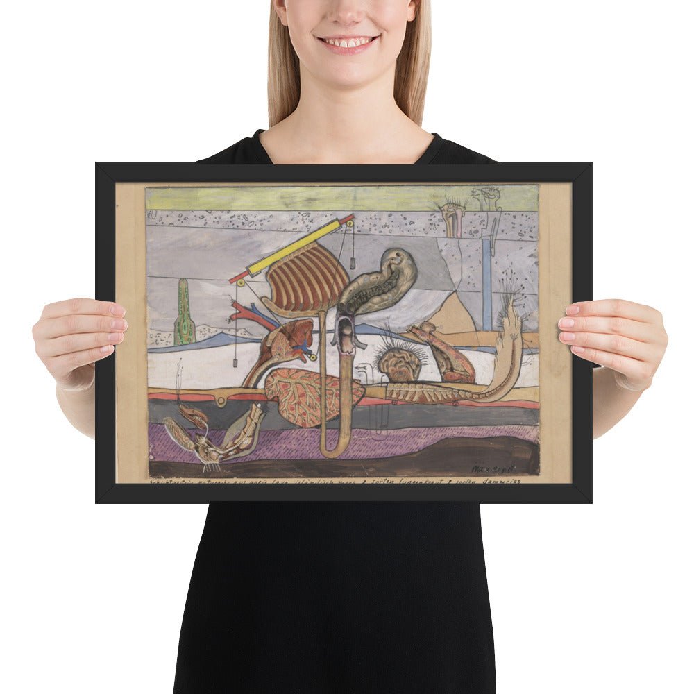 Stratified Rocks, Nature's Gift of Gneiss Lava Iceland Moss by Max Ernst, Framed poster