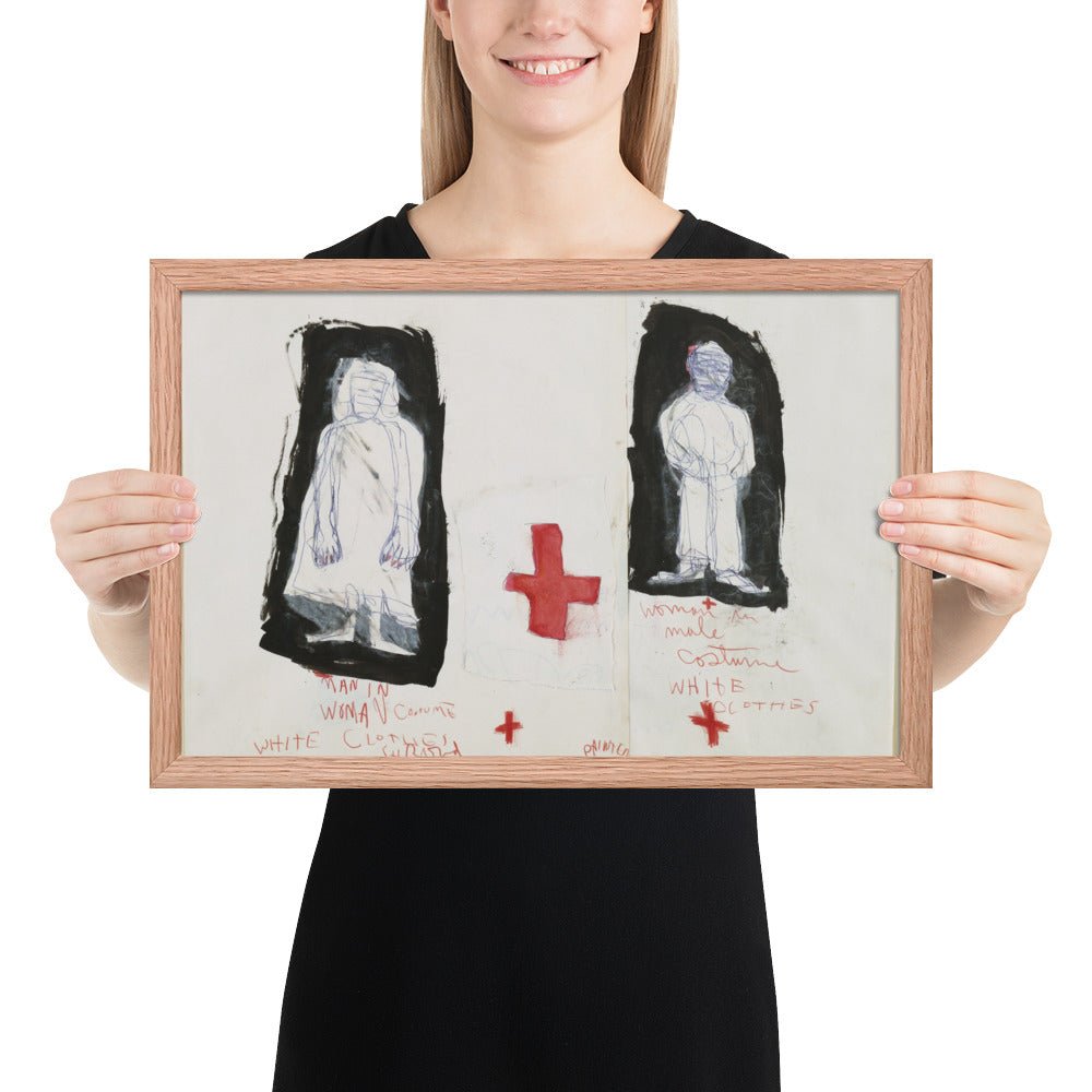Study for The Car Crash Man in Woman's Costume and Woman in Man's Costume by Jim Dine, Framed poster