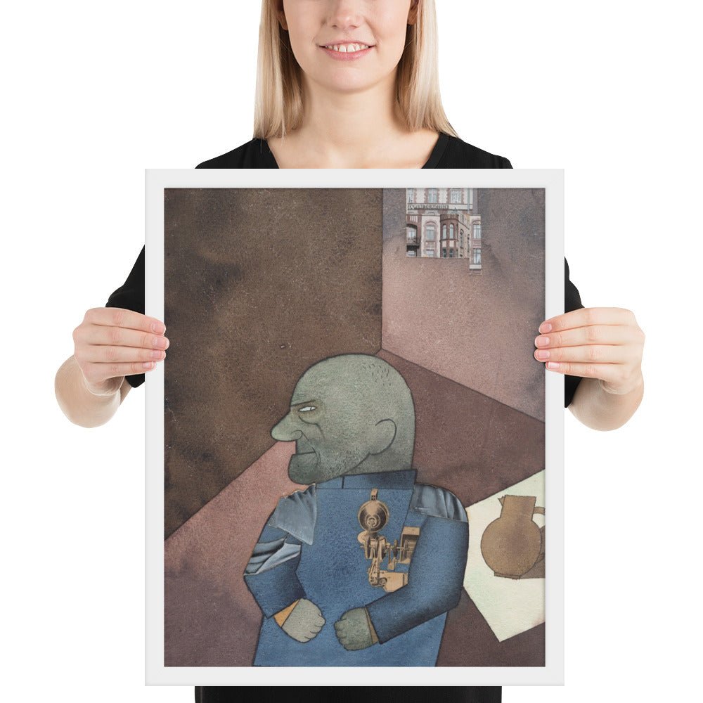 The Convict Monteur John Heartfield after Franz Jung's Attempt to Get Him Up on His Feet by George Grosz, Framed poster