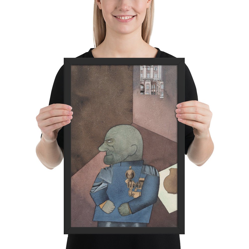 The Convict Monteur John Heartfield after Franz Jung's Attempt to Get Him Up on His Feet by George Grosz, Framed poster