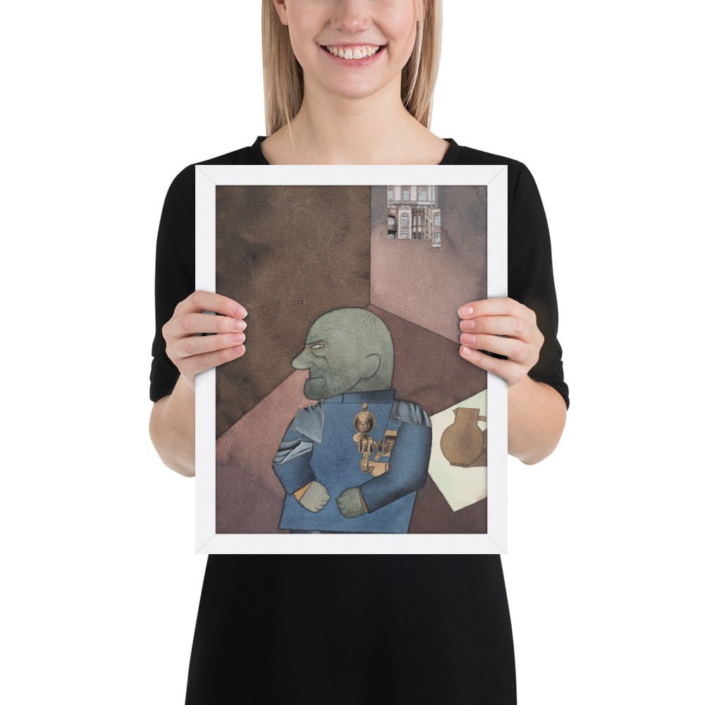 The Convict Monteur John Heartfield after Franz Jung's Attempt to Get Him Up on His Feet by George Grosz, Framed poster