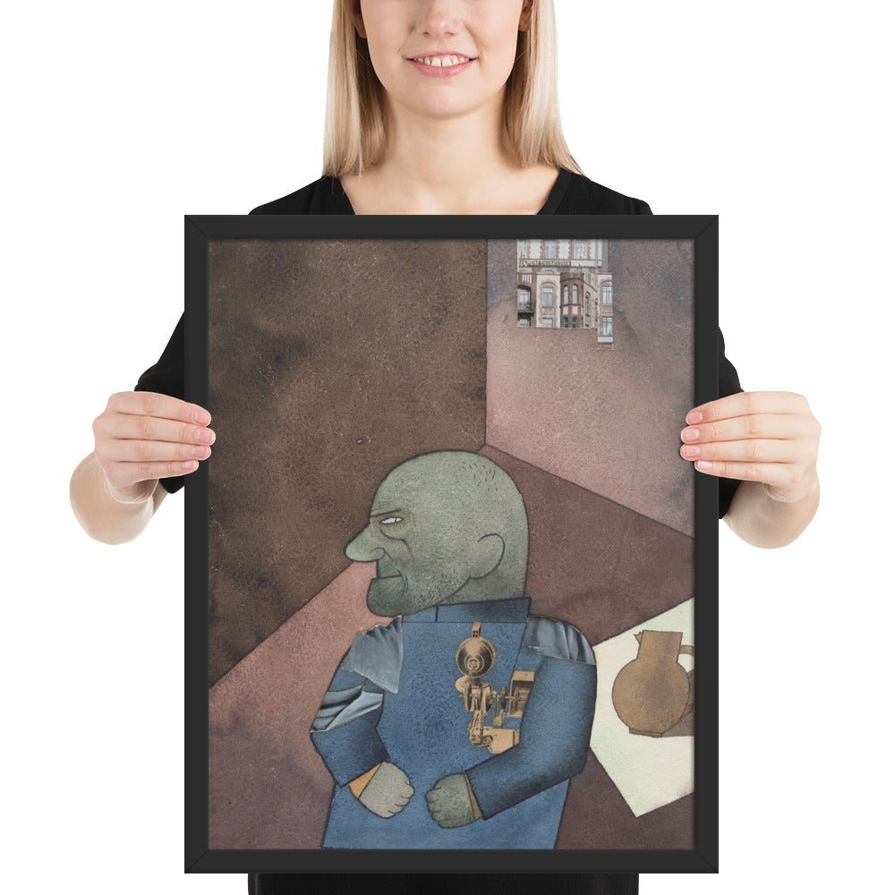 The Convict Monteur John Heartfield after Franz Jung's Attempt to Get Him Up on His Feet by George Grosz, Framed poster