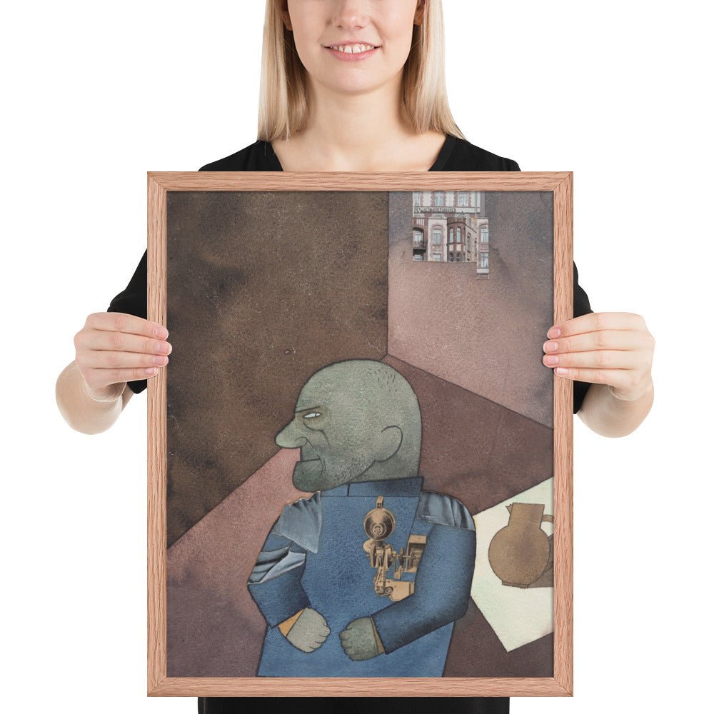 The Convict Monteur John Heartfield after Franz Jung's Attempt to Get Him Up on His Feet by George Grosz, Framed poster