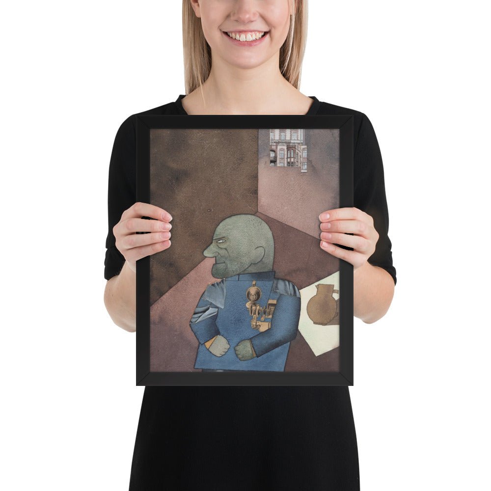 The Convict Monteur John Heartfield after Franz Jung's Attempt to Get Him Up on His Feet by George Grosz, Framed poster