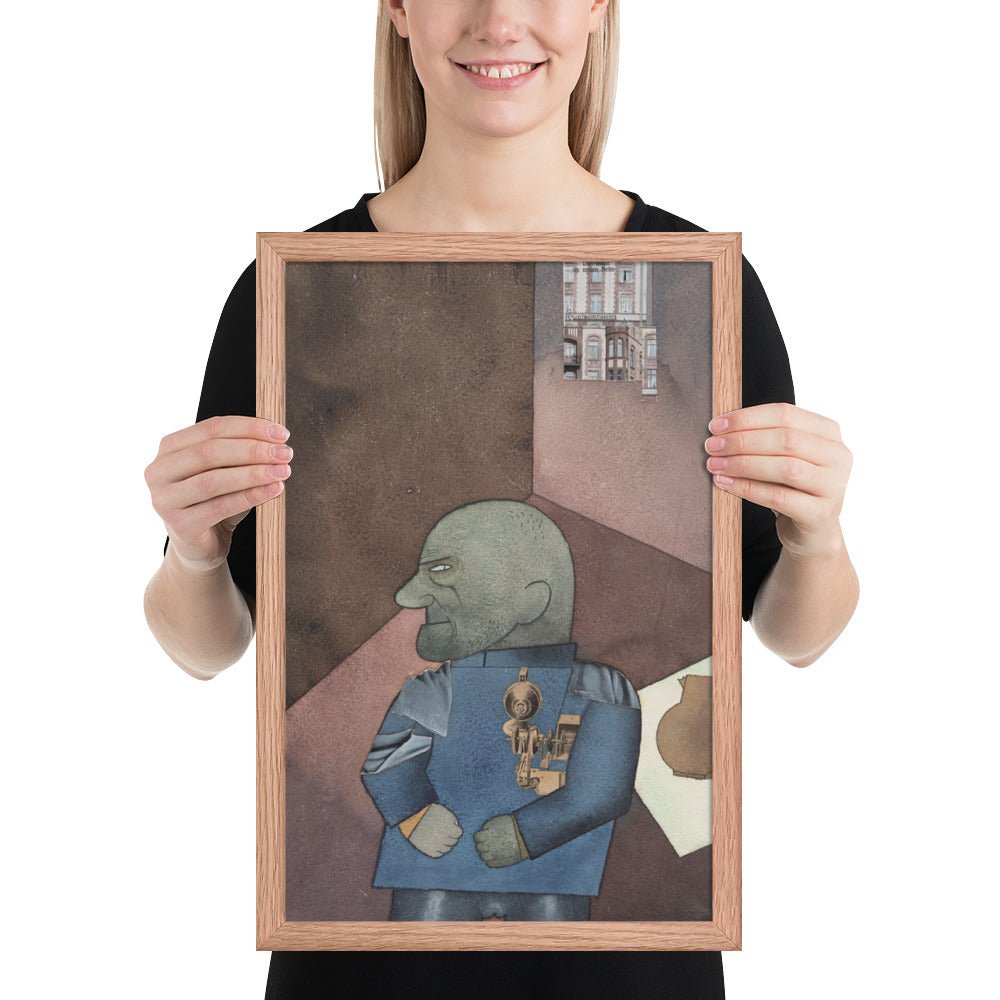 The Convict Monteur John Heartfield after Franz Jung's Attempt to Get Him Up on His Feet by George Grosz, Framed poster