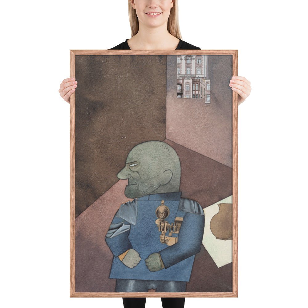 The Convict Monteur John Heartfield after Franz Jung's Attempt to Get Him Up on His Feet by George Grosz, Framed poster