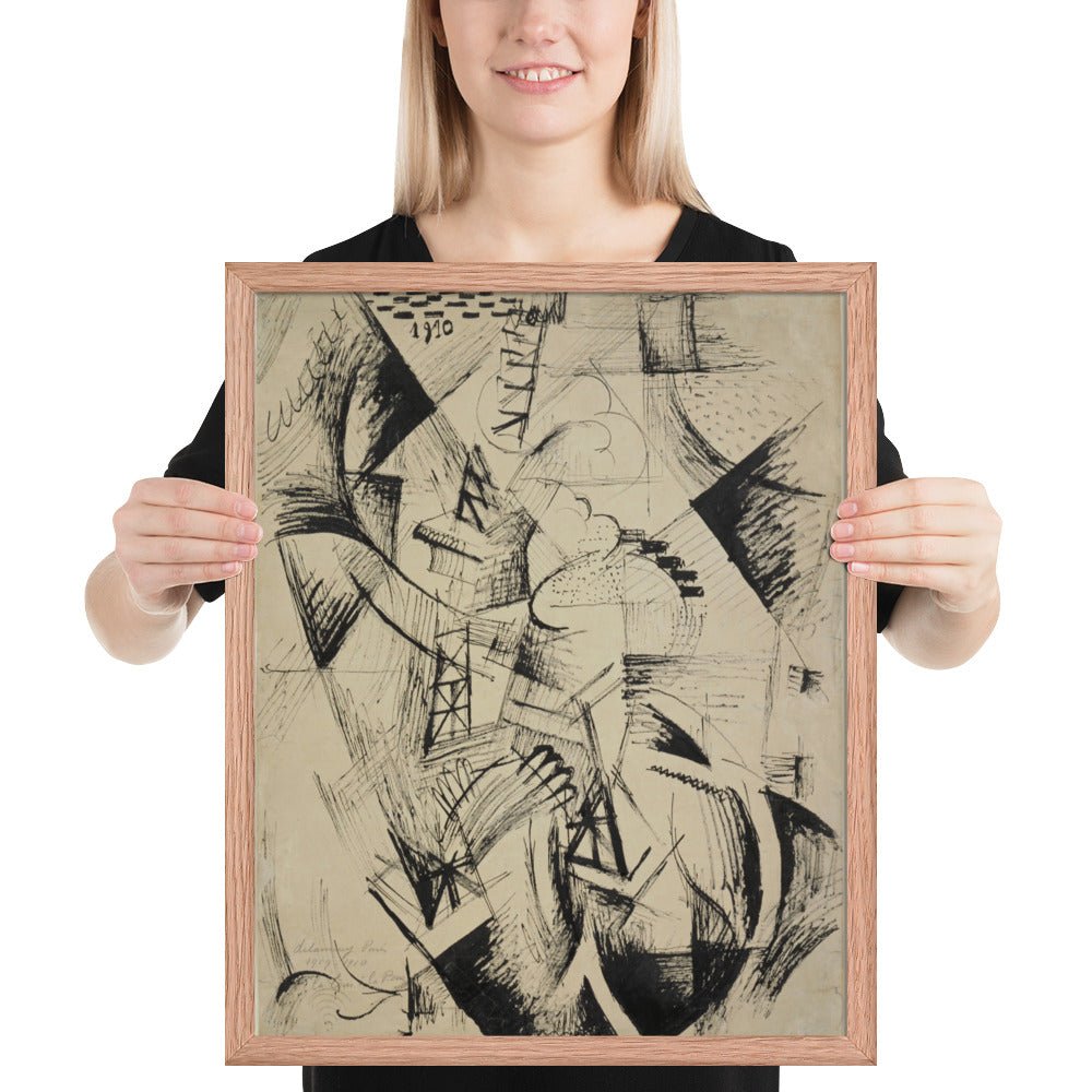 The Tower and the Wheel by Robert Delaunay , Framed poster