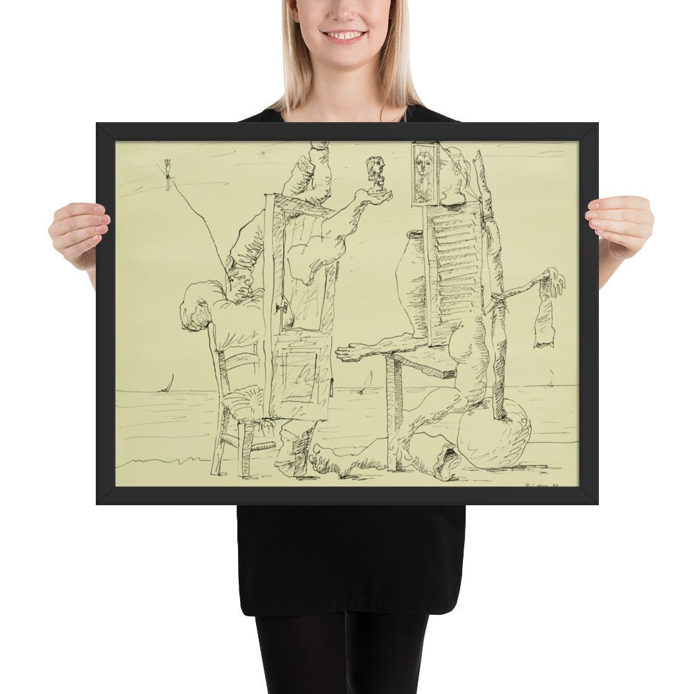 Two Figures on a Beach by Pablo Picasso, Framed poster