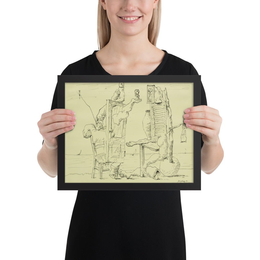 Two Figures on a Beach by Pablo Picasso, Framed poster