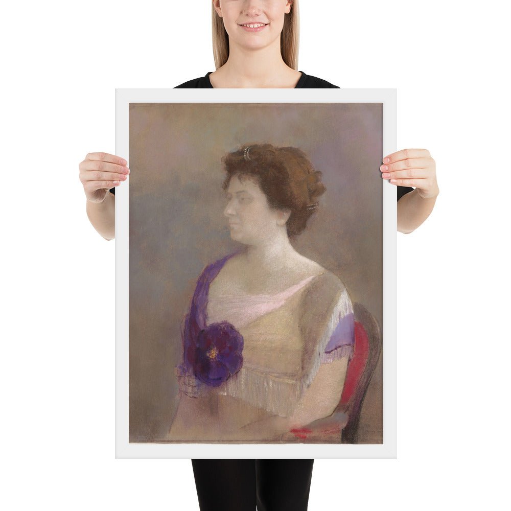Woman with Flower Corsage by Odilon Redon, Framed poster
