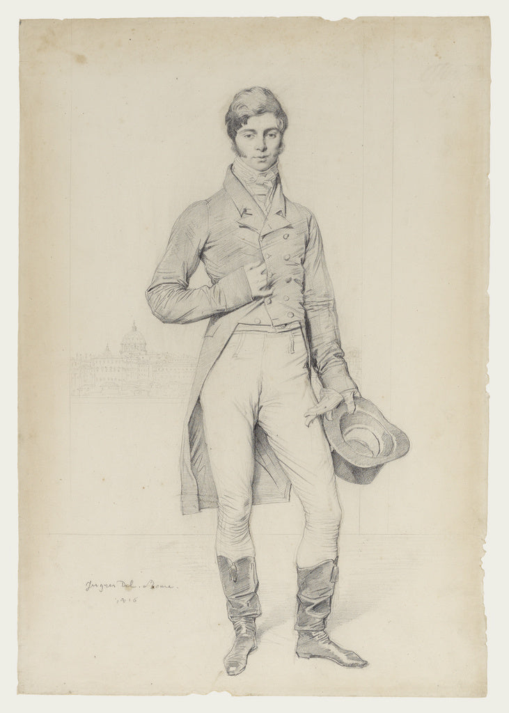 Jean-Auguste-Dominique Ingres:Portrait of Lord Grantham, Poster Print Wall Art