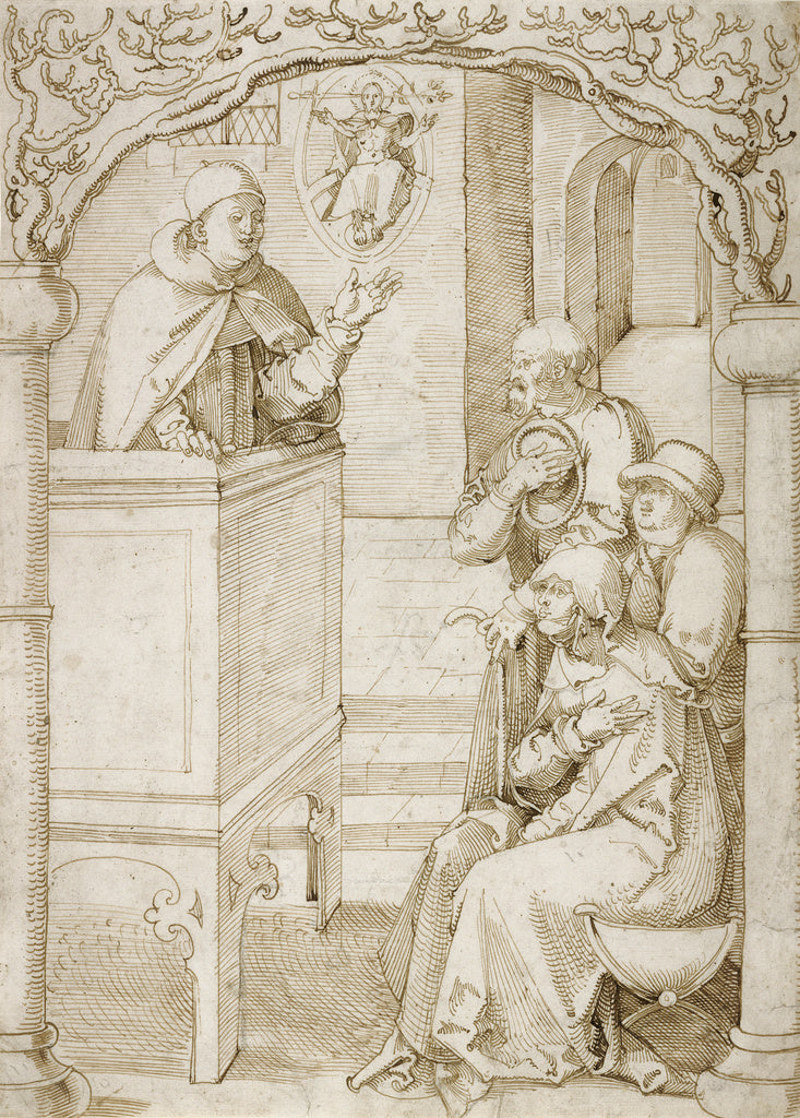 Hans Baldung Grien:A Monk Preaching, Poster Print Wall Art