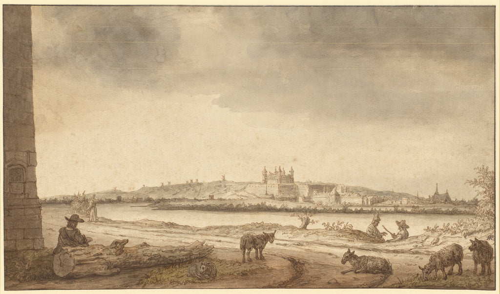 Lambert Doomer:The Town and Castle of Saumur from across the, Poster Print Wall Art