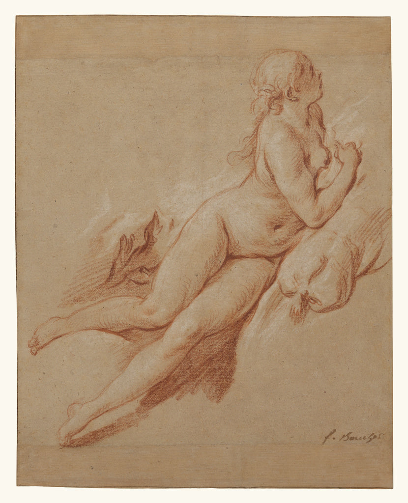 François Boucher:Study of a Reclining Nude, Poster Print Wall Art