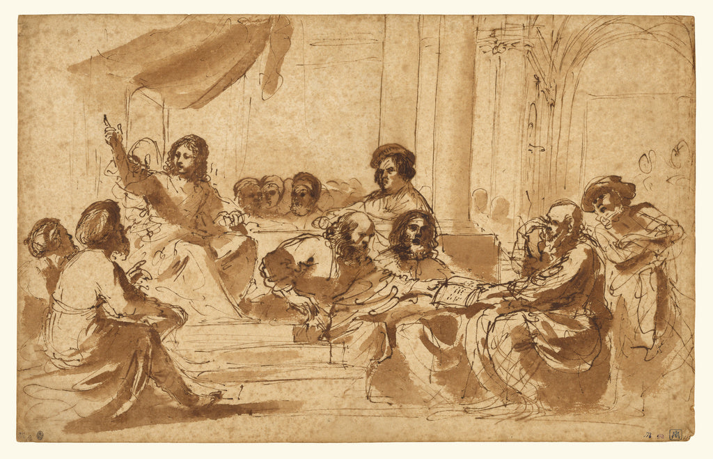 Giovanni Francesco Barbieri, called il Guercino :Christ Prea, Poster Print Wall Art