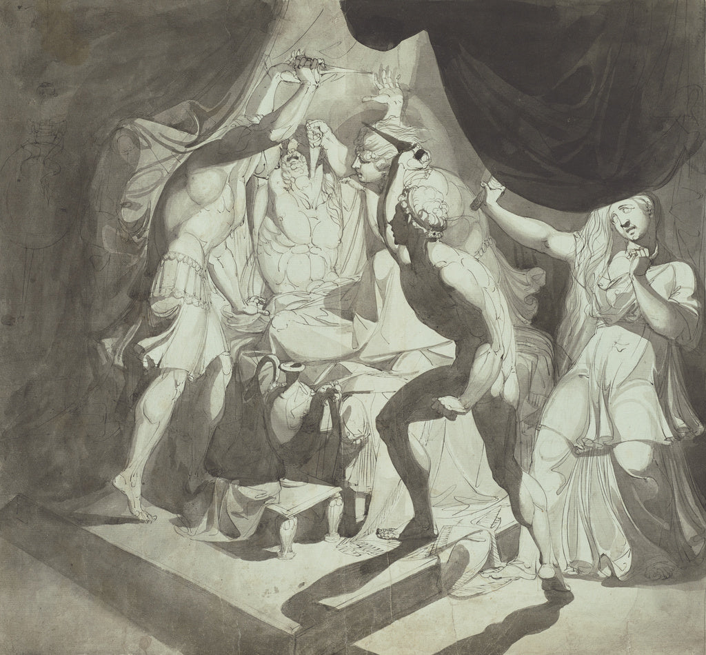 Johann Heinrich Fuseli:An Old Man Murdered by Three Younger , Poster Print Wall Art