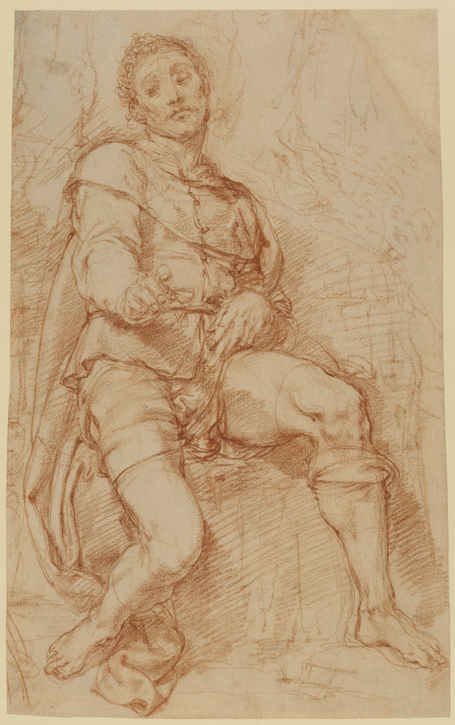Bernardino Poccetti :A Seated Man, Poster Print Wall Art