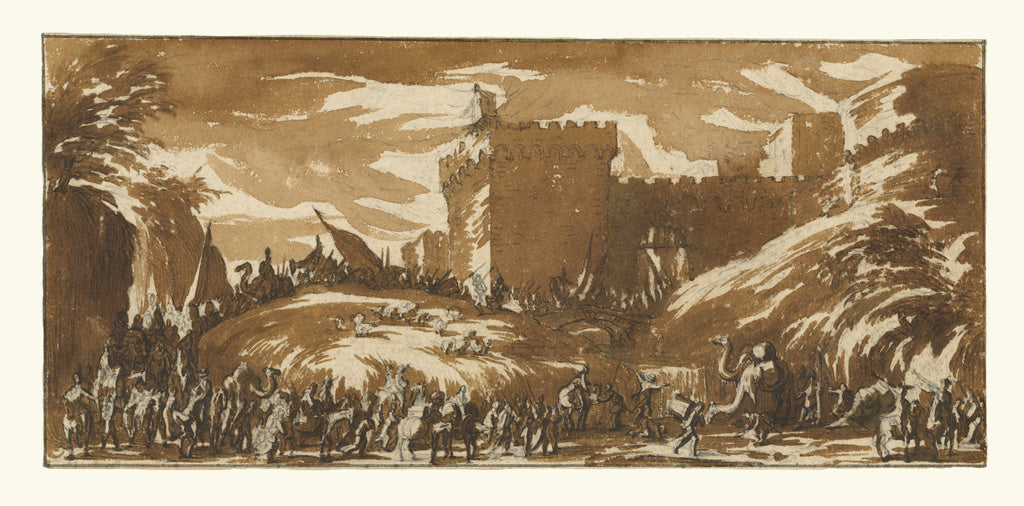 Jacques Callot:An Army Leaving a Castle, Poster Print Wall Art