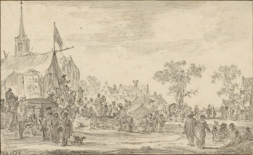 Jan van Goyen:A Village Festival with Musicians Playing Outs, Poster Print Wall Art