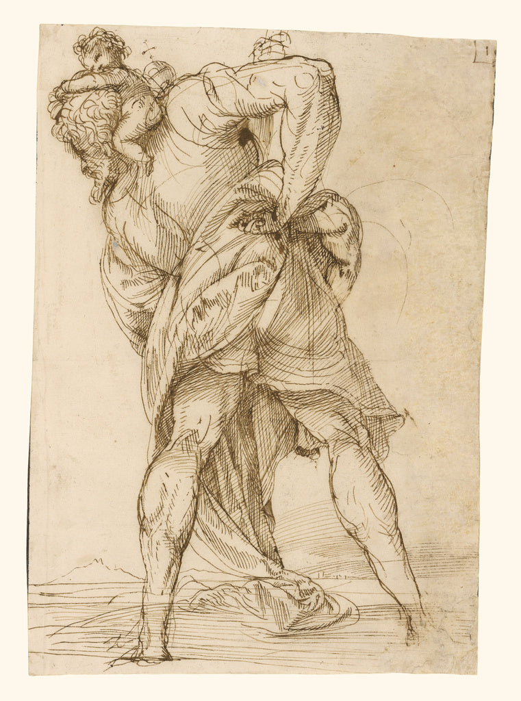 Domenico Campagnola:Saint Christopher, Poster Print Wall Art