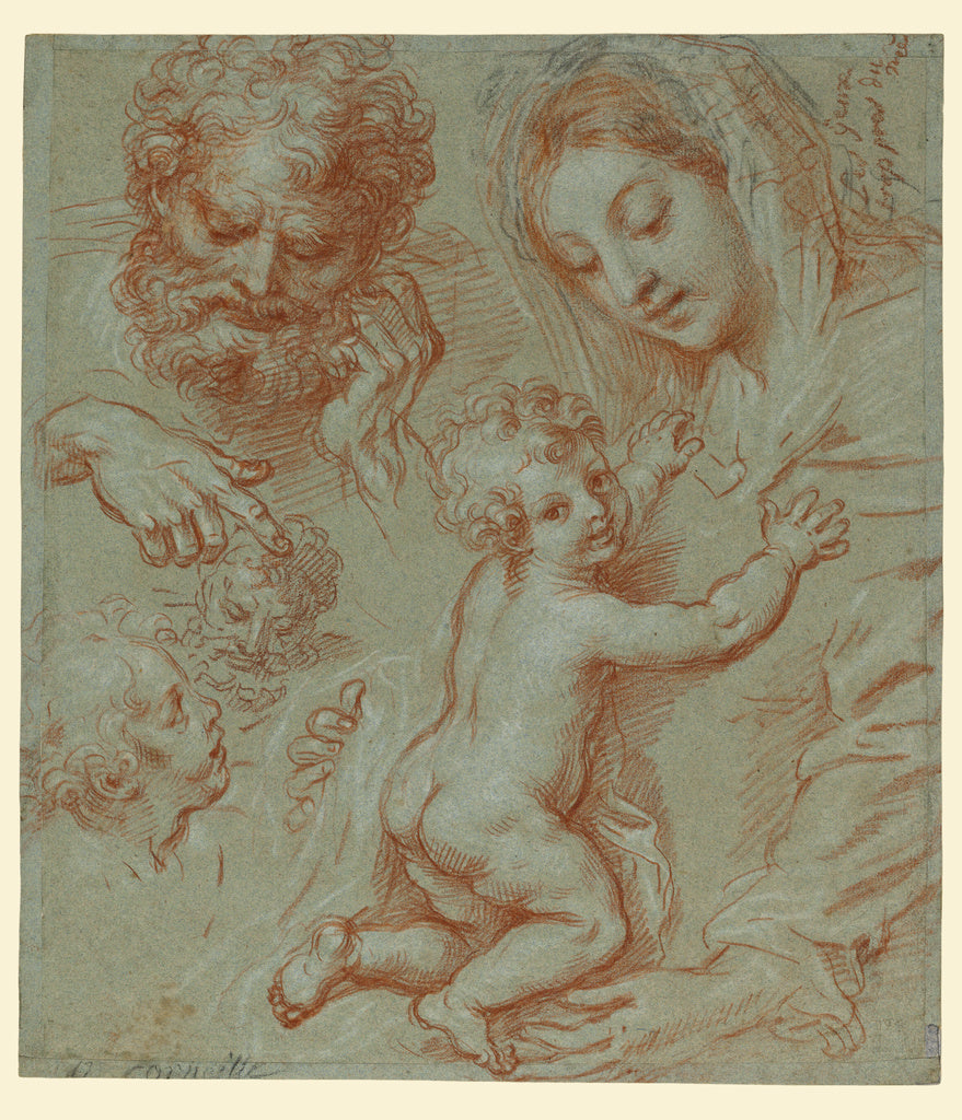 Michel Corneille the Younger:Studies of the Madonna and Chil, Poster Print Wall Art